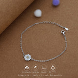 White Daisy Kid Silver Bracelet ( 9+ Yrs)  | 925 Hallmark | Adjustable | Everyday Wear