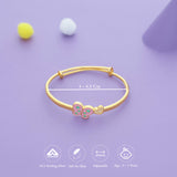 Velvet Flutter Heart Gold Polish 925 Kid Silver Bangles (0-5 Yrs)