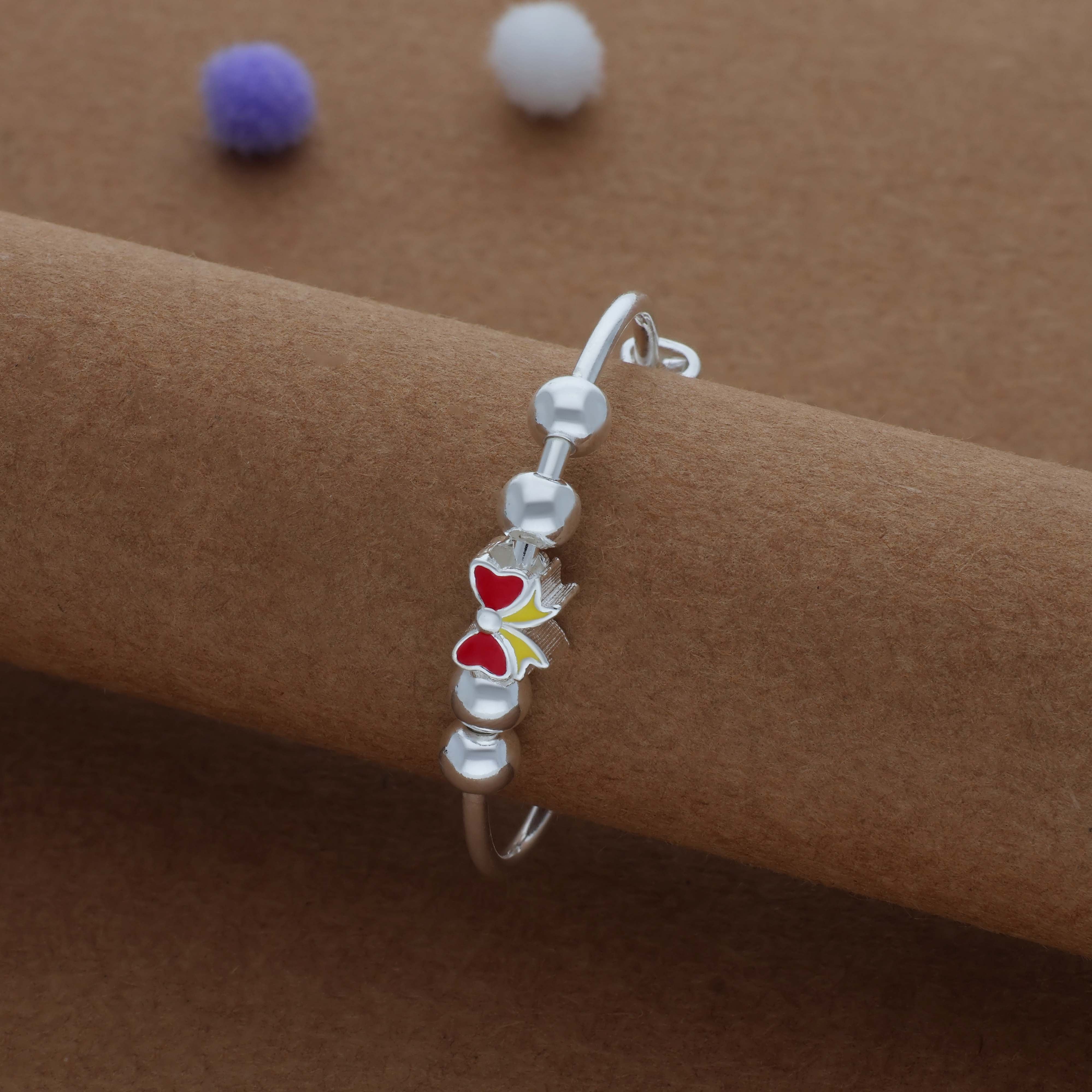 Sweet Knot Kid Silver Bangles (0 - 6Yrs) | 999 Hallmark | Adjustable Kid Bangle | Daily Wear