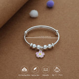 Pink Petal Sweet Drop Kid Silver Bangles (0-3 Yrs) | 999 Hallmark | Adjustable Daily Wear Baby Kada