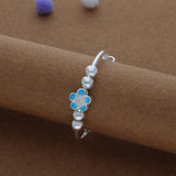 Sky Blue Bloosam Kid Silver Bangles (0-3 Yrs) | 999 Hallmark | Adjustable Daily Wear Baby Kada