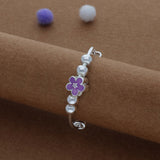 Purple Blossom Kid Silver Bangles (0-3 Yrs) | 999 Hallmark | Adjustable Daily Wear Baby Kada | Lightweight