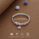 Butterfly Blossom Drop Kid Silver Bangles (0-3 Yrs) | 999 Hallmark | Adjustable Daily Wear Baby Kada | Lightweight