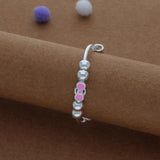 Pink Promise Kid Silver Bangles (0-3 Yrs) | 999 Hallmark | Adjustable  | Safe & Lightweight for Kids