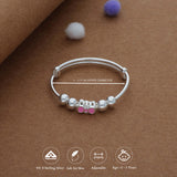 Pink Promise Kid Silver Bangles (0-3 Yrs) | 999 Hallmark | Adjustable  | Safe & Lightweight for Kids