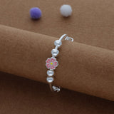 Spring Bloom Kid Silver Bangles (0-3 Yrs) | 999 Hallmark | Adjustable Baby Bangle for Daily Wear