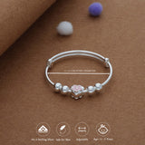 Mini Flower Hug Kid Silver Bangles (0-3 Yrs) | 999 Hallmark | Adjustable Baby Bangle for Daily Wear