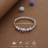 Violet Bow Kid Silver Bangles (0-3 Yrs) | 999 Hallmark | Adjustable Baby Bangle for Daily Wear