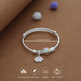 Buttercup Kitty Kid Silver Bangles (0-3 Yrs) | 999 Hallmark | Adjustable Baby Bangle for Daily Wear