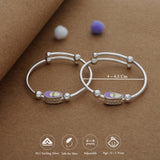 Pastel Pop Silver Kid Bangles (0-5 Yrs) | 925 Hallmark | Adjustable | Lightweight