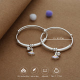 HappyNest Silver Kid Bangles (0-5 Yrs) | 999 Hallmark | Adjustable | Lightweight