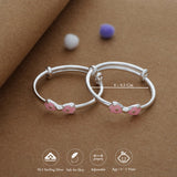 Soft Pink Charm Silver Kid Bangles (0-5 Yrs) | 999 Hallmark | Adjustable | Everyday Wear