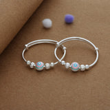 Blue Dream Dot Silver Kid Bangles (0-5 Yrs) | 999 Hallmark | Adjustable | Everyday Wear
