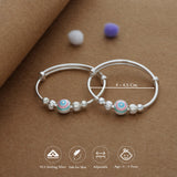 Blue Dream Dot Silver Kid Bangles (0-5 Yrs) | 999 Hallmark | Adjustable | Everyday Wear