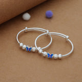 Sky Bless Butterfly Kid Silver Bangles (0-6 Yrs) | 999 Hallmark | Adjustable Daily Wear Baby Kada | Lightweight
