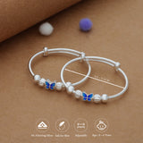 Sky Bless Butterfly Kid Silver Bangles (0-6 Yrs) | 999 Hallmark | Adjustable Daily Wear Baby Kada | Lightweight