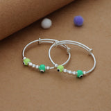 Little Lucky Charm Kid Silver Bangles (0-6 Yrs) | 925 Hallmark | Adjustable Daily Wear Baby Kada | Lightweight
