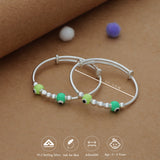 Little Lucky Charm Kid Silver Bangles (0-6 Yrs) | 925 Hallmark | Adjustable Daily Wear Baby Kada | Lightweight