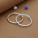 Little Moon Loop Kid Silver Bangles (0-6 Yrs) | 999 Hallmark | Adjustable Baby Bangle for Daily Wear
