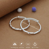 Little Moon Loop Kid Silver Bangles (0-6 Yrs) | 999 Hallmark | Adjustable Baby Bangle for Daily Wear