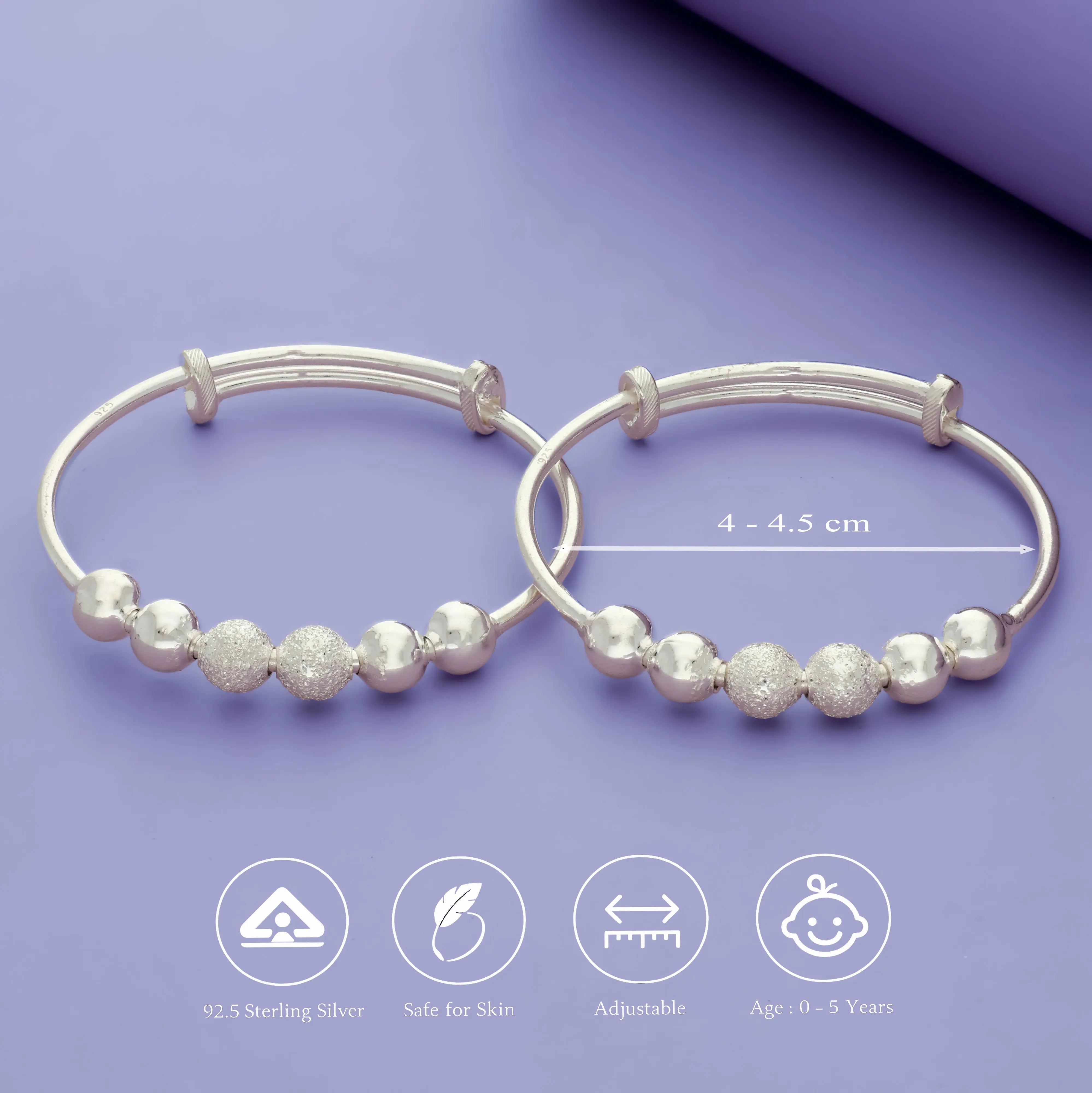 Dewdrops 925 Sterling Silver Baby Bangle Set