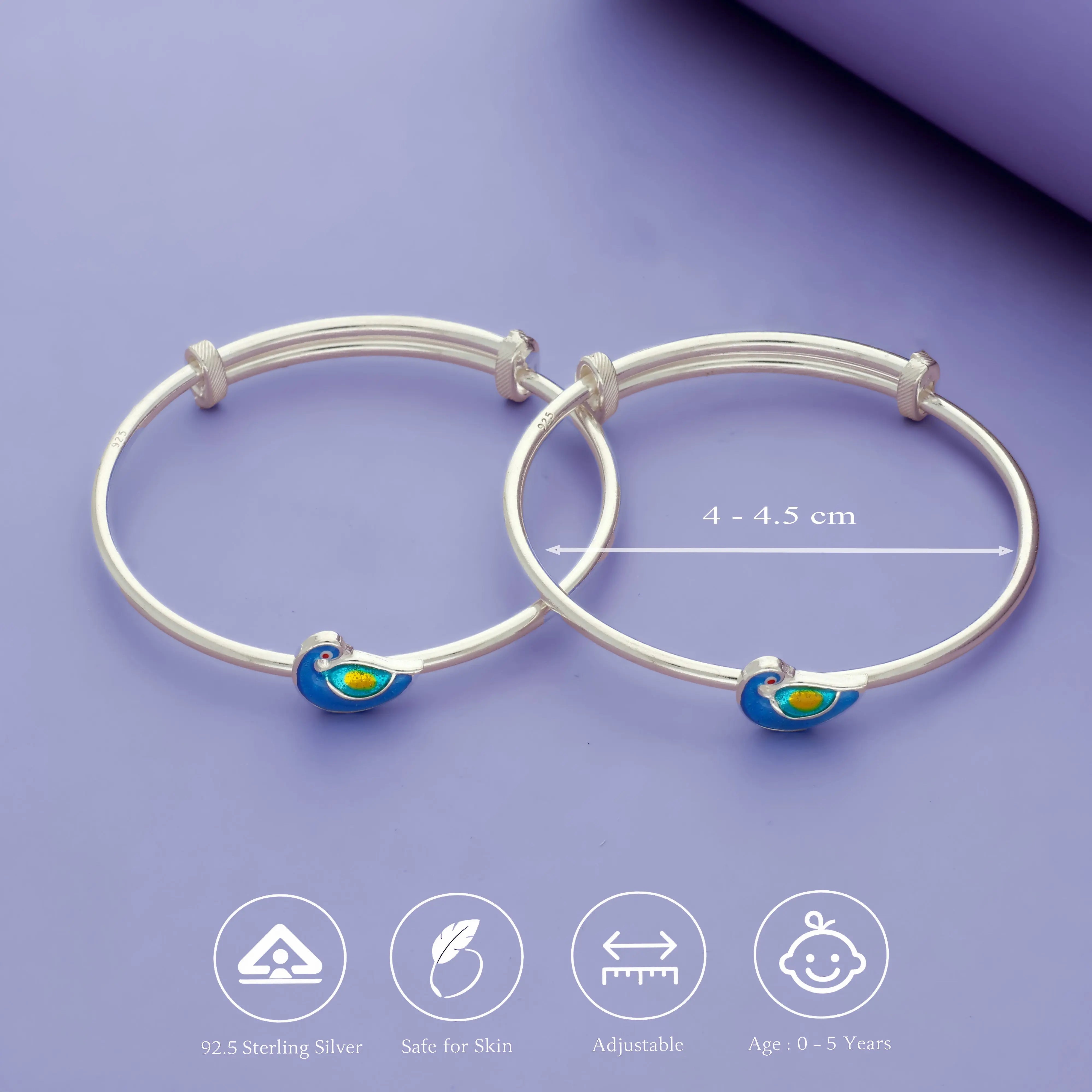Peacock 925 sterling Silver Baby Bangles