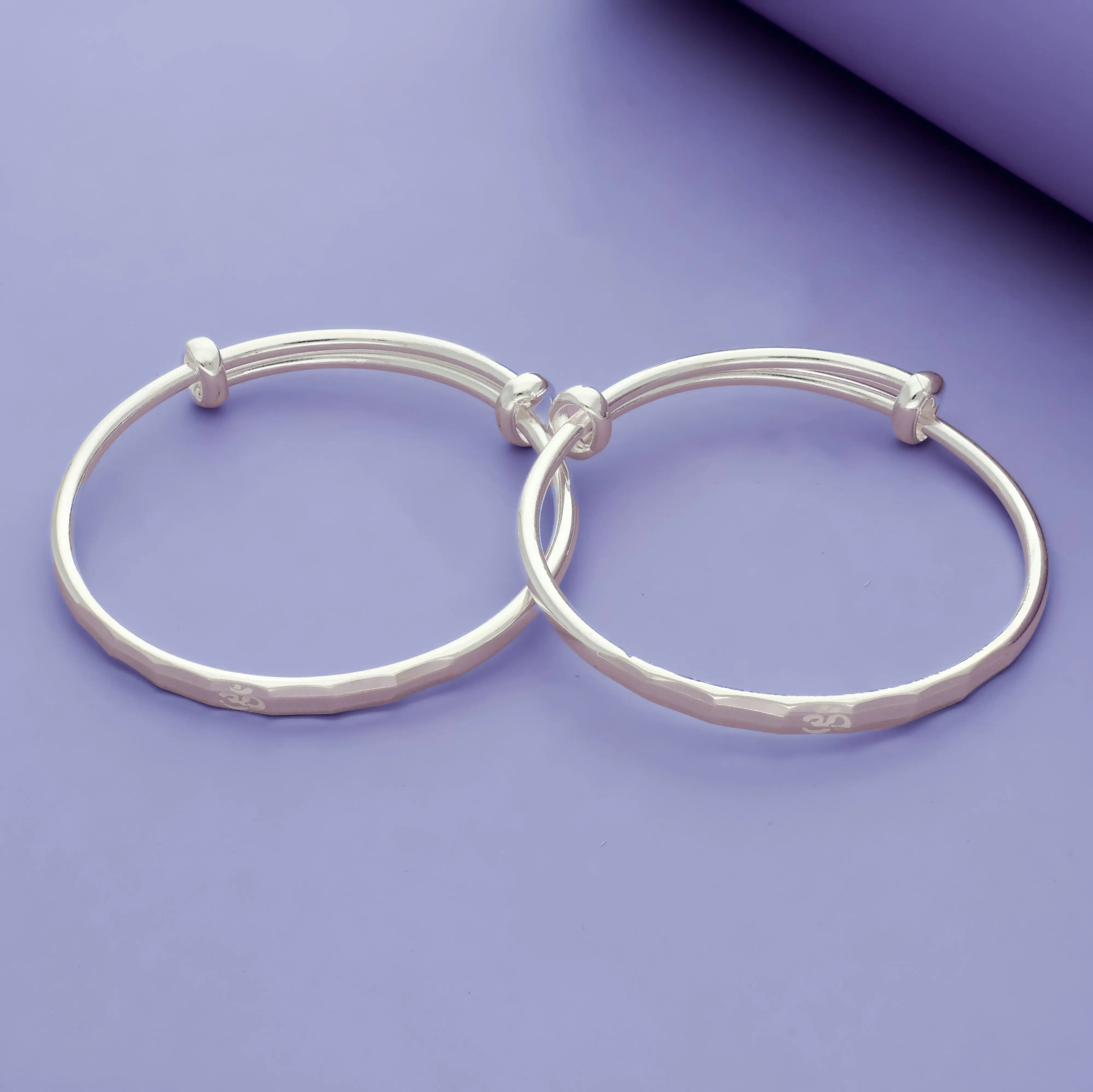 Plain 925 Sterling Silver Kids Bangle Set