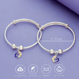 925 Silver Adjustable Kids Bangle with Peacock Dangle Charm