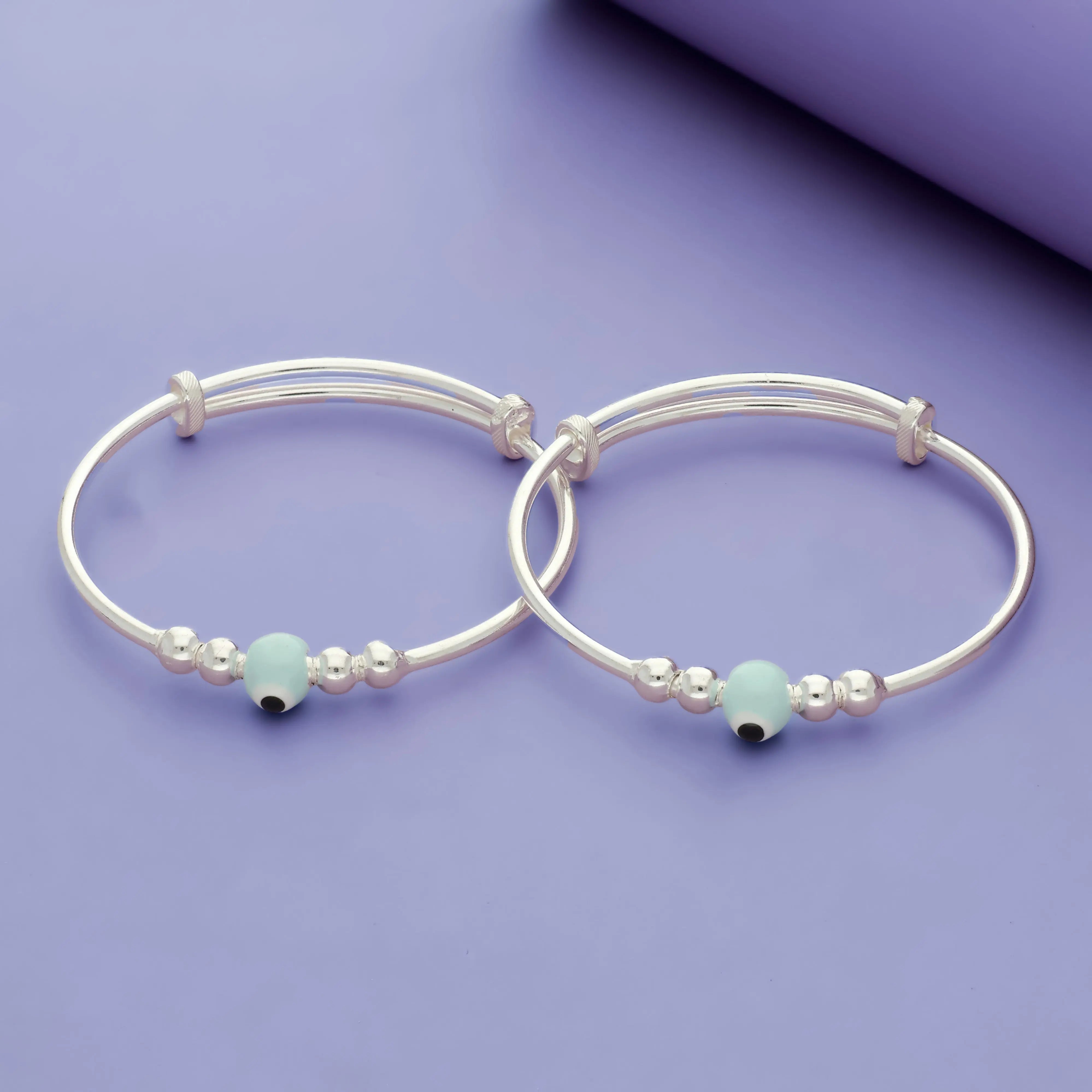 Little Dots 925 Sterling Silver Adjustable Baby Kada Set