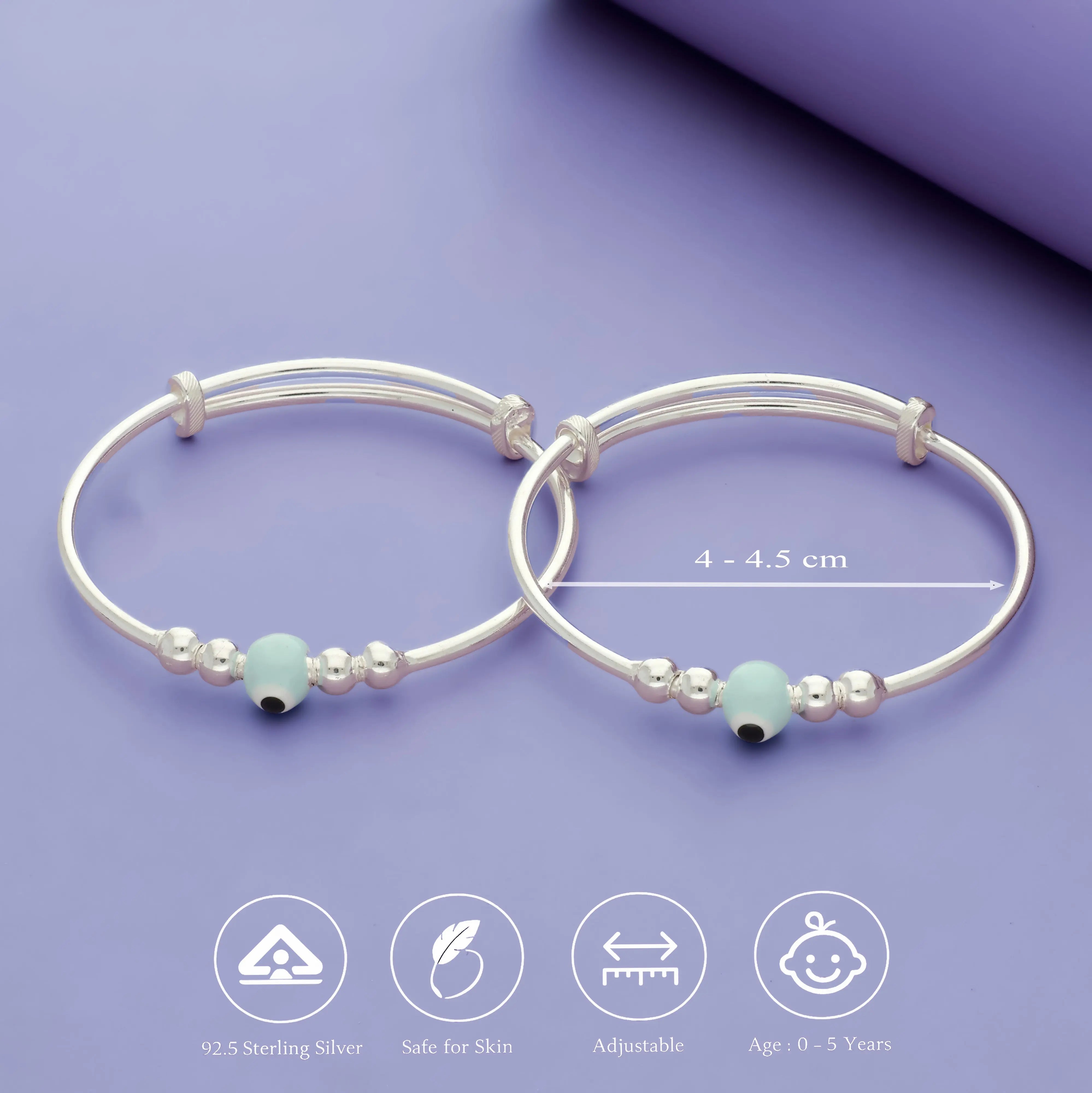 Little Dots 925 Sterling Silver Adjustable Baby Kada Set