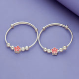 Happy Flower Charm 999 Silver Kid Bangle