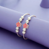 Happy Flower Charm 999 Silver Kid Bangle