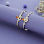 Cute Orange Bunny 925 Silver Kids Bangles (0-5 Yrs)