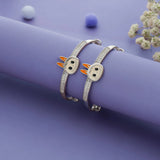 Cute Orange Bunny 925 Silver Kids Bangles (0-5 Yrs)