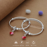 Little Heart 925 Silver Kid Bangles For Daily Use (0-1 Yrs)