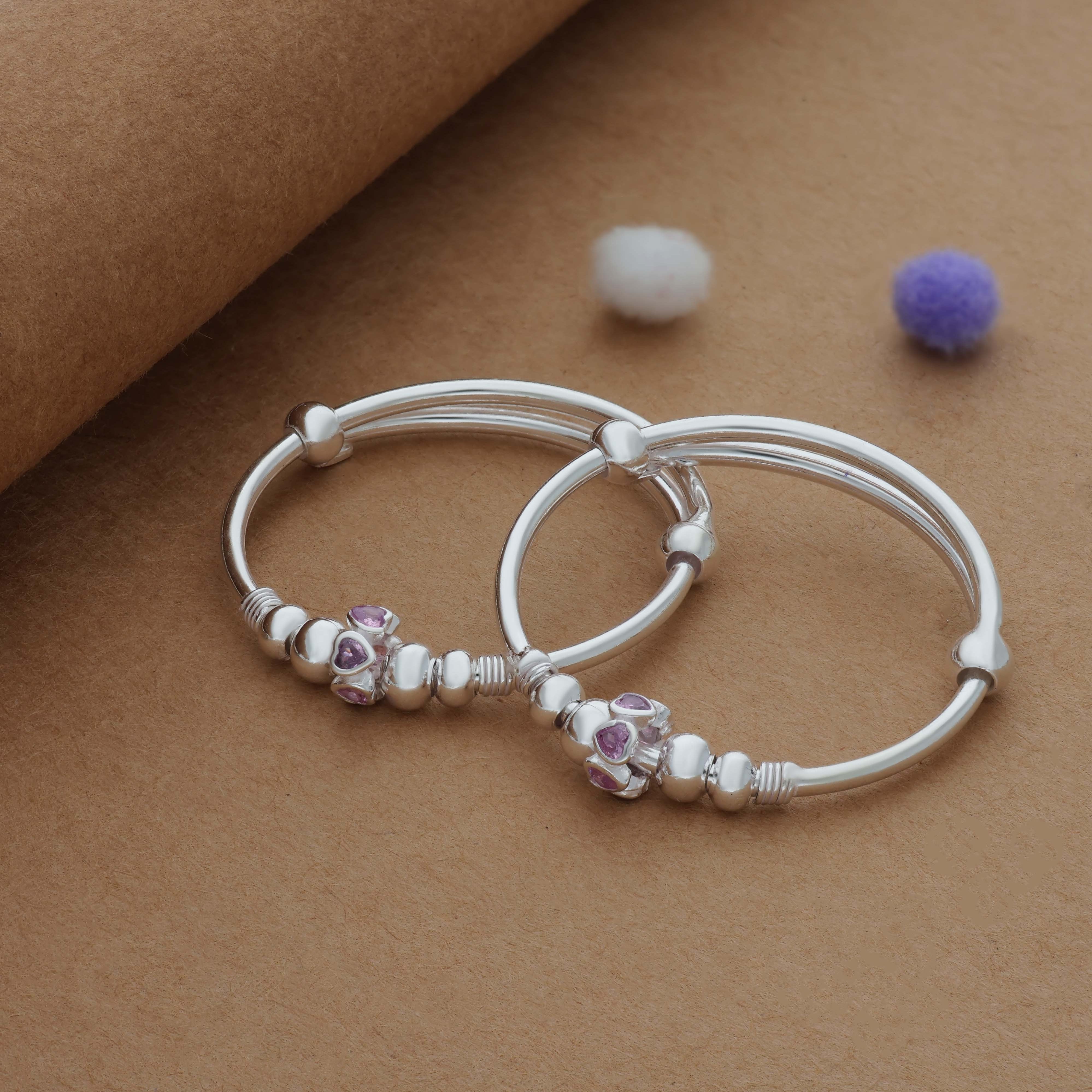 Unity Hearts 925 Silver Kid Bangles for Daily Use (0-1 Yrs)