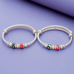 925 Silver Green and Red Enamel Kids Bangles