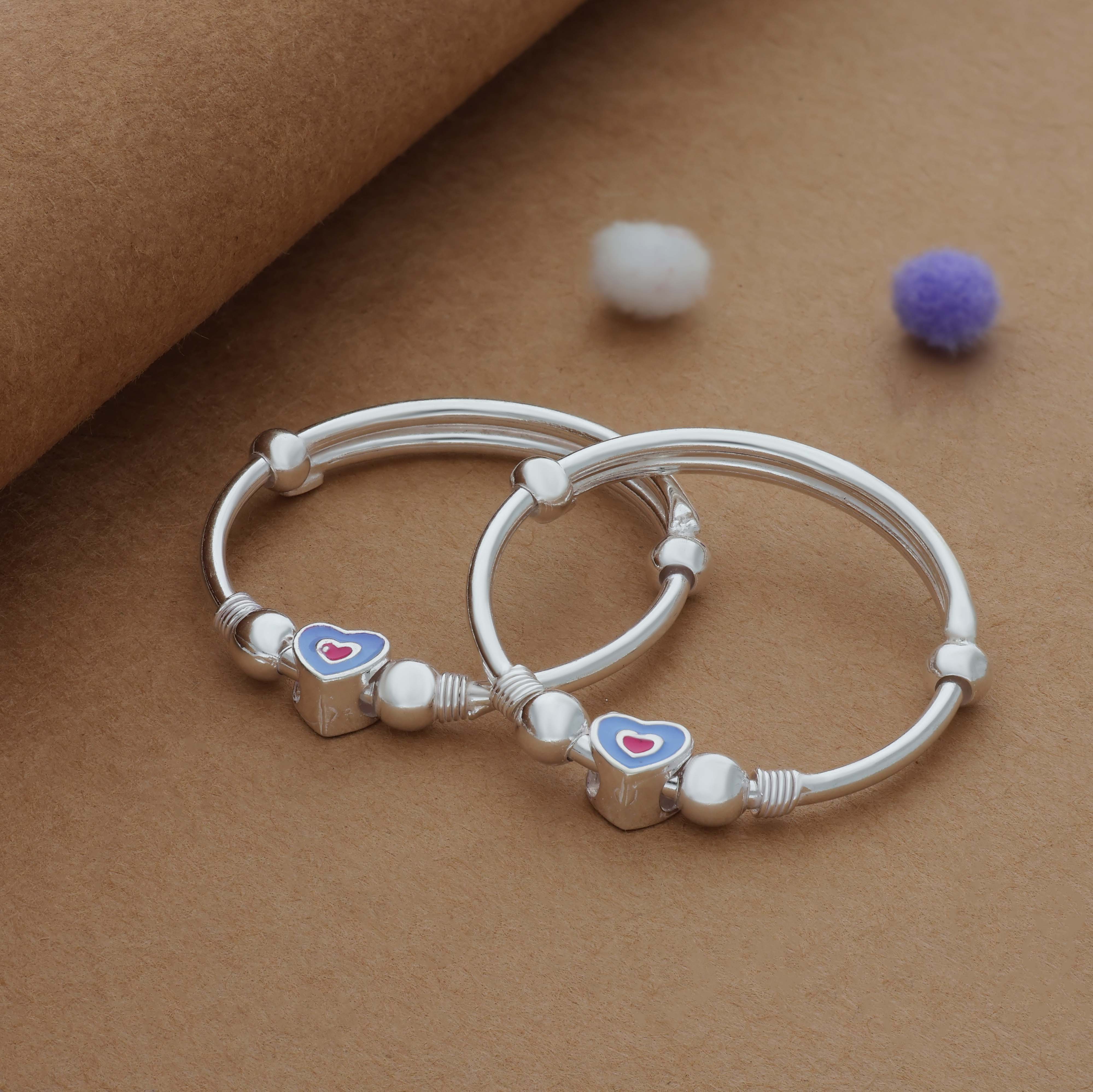 Forever Hearts 925 Silver Kid Bangles for Daily Use (0-5 Yrs)