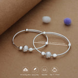 Classic Bead 925 Silver Kid Bangles for Daily Use (0-2 Yrs)