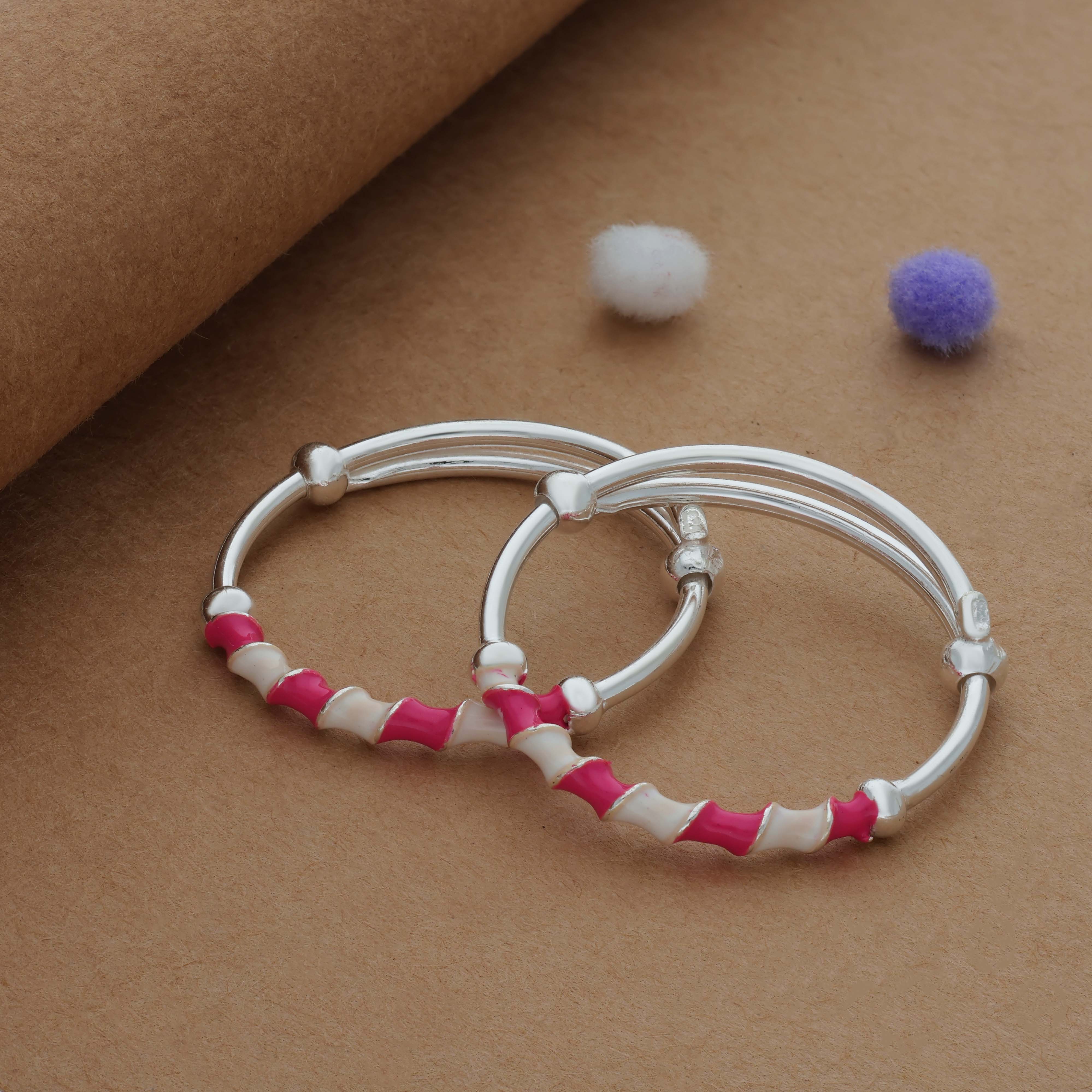 Candy Wrap 925 Silver Kid Bangles for Daily Use (0-1 Yrs)