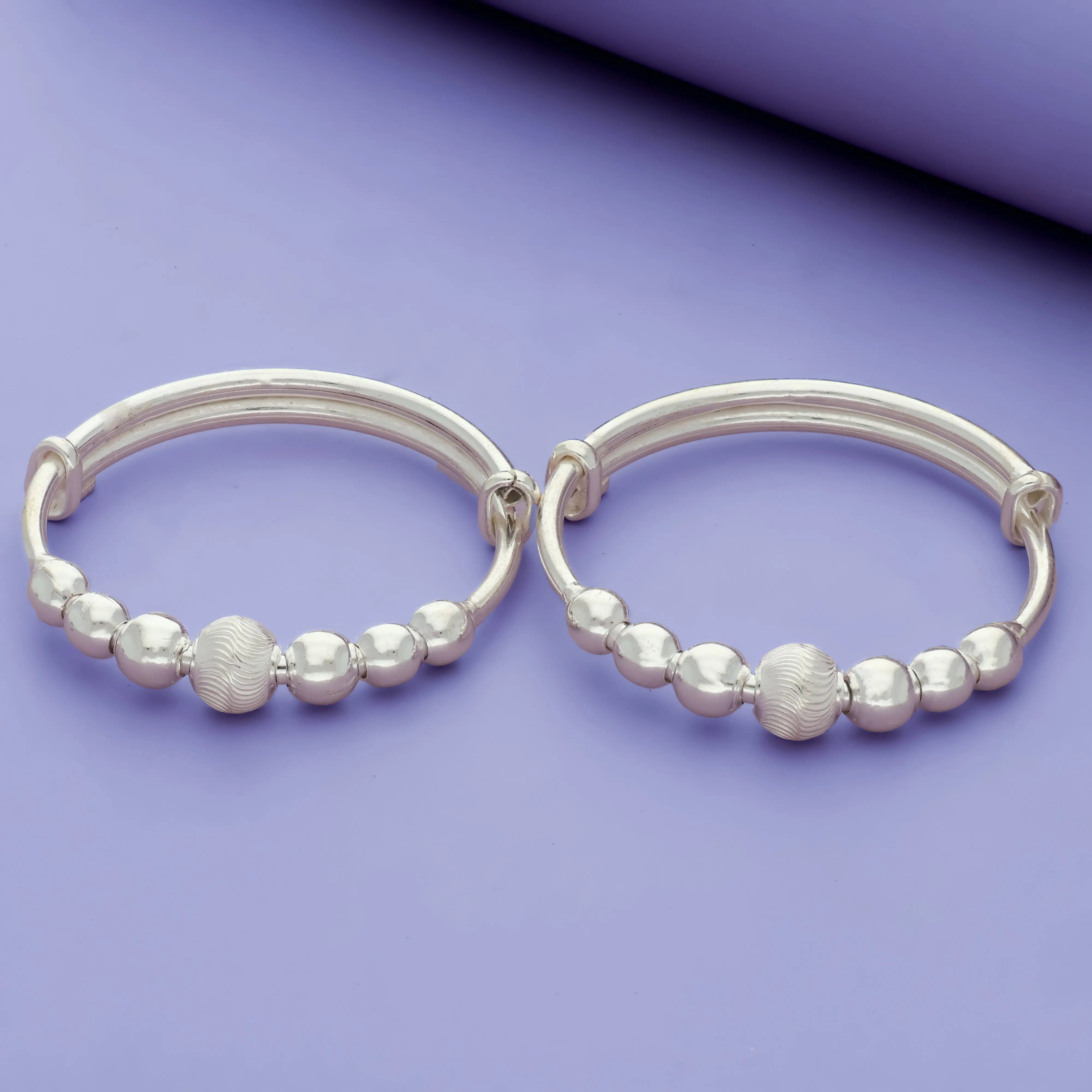 Textured Ball Childrens 925 Silver Bangles (0-2 Yrs)