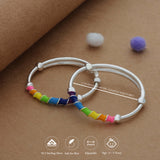Multi Colour Bead 925 Silver Kid Bangles for Daily Use (0-1 Yrs)