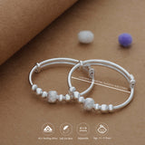 Cute Ball Bead 925 Silver Kid Bangles for Daily Use (0-5 Yrs)