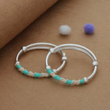 Green Twist 925 Silver Kid Bangles for Daily Use (0-1 Yr)