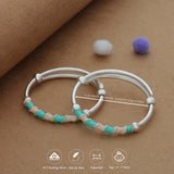 Green Twist 925 Silver Kid Bangles for Daily Use (0-1 Yr)