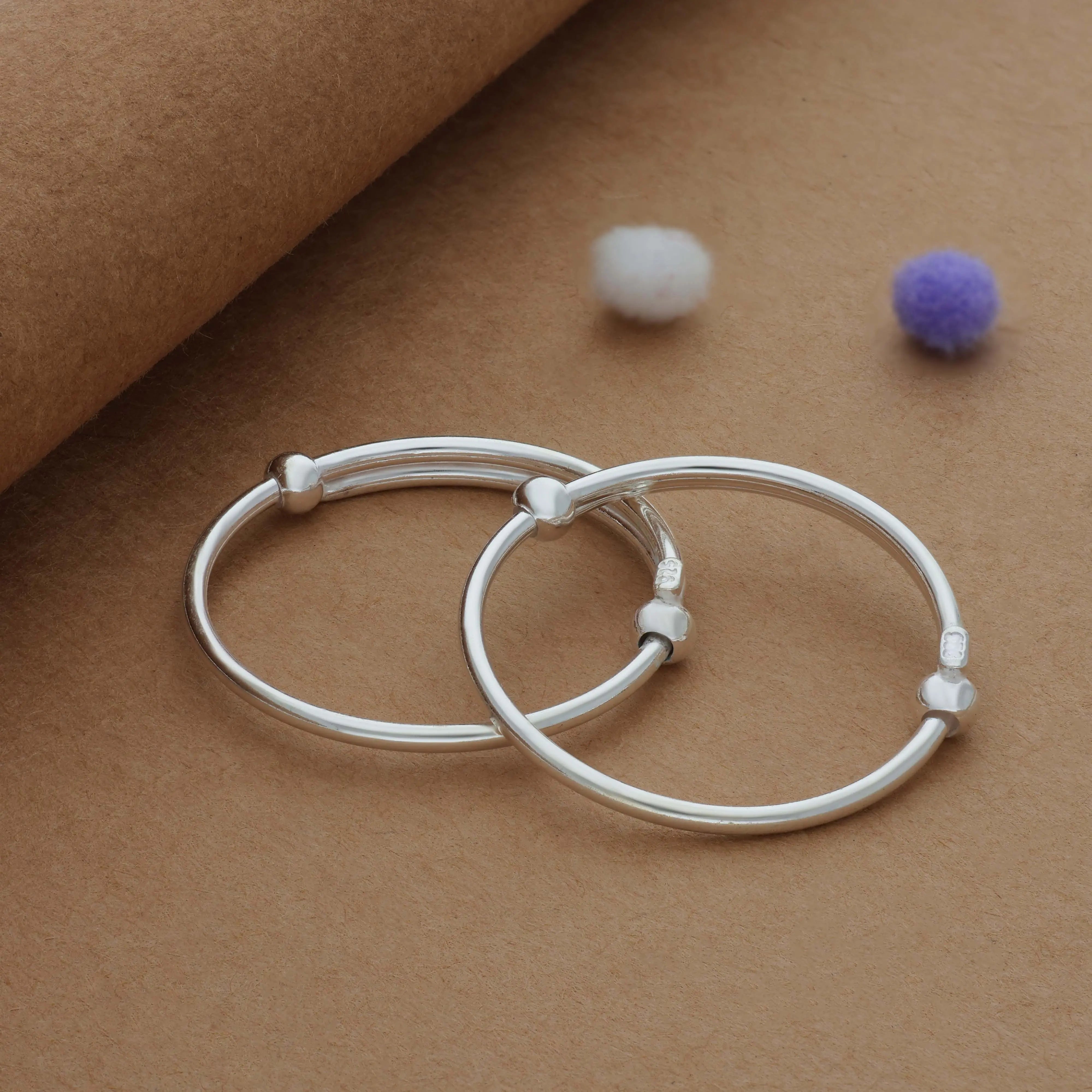 Minimal 925 Silver Kid Bangles for Daily Use (0-1 Yrs)