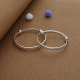 Classic Engrave Silver Kid Bangles (1 Yr) | Adjustable | Everyday Wear