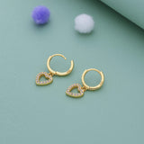 Classic Love Heart Gold Polish Silver Kid Hoop Earring(+5 Yrs)