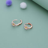 White Flower Rose Gold Polish 925 Silver Kid Hoop Earring(3+ Yrs)