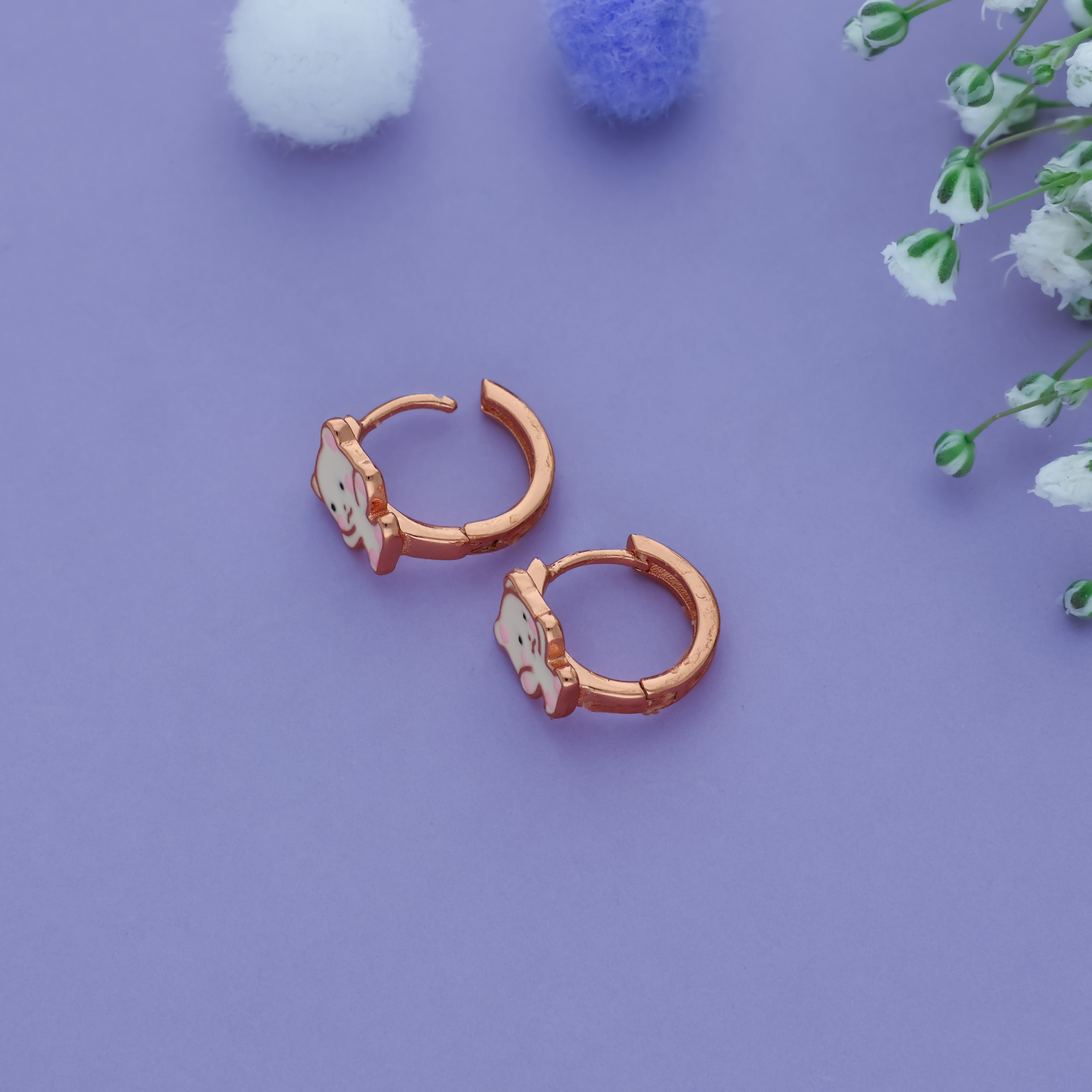 Cute Kitty 925 Silver Lock Type Kid Earring (3+ Yrs) Iyal